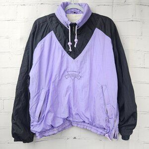 VINTAGE DAVIDSSON Purple Black Neon Color Windbreaker 80s Womens M Crop Jacket